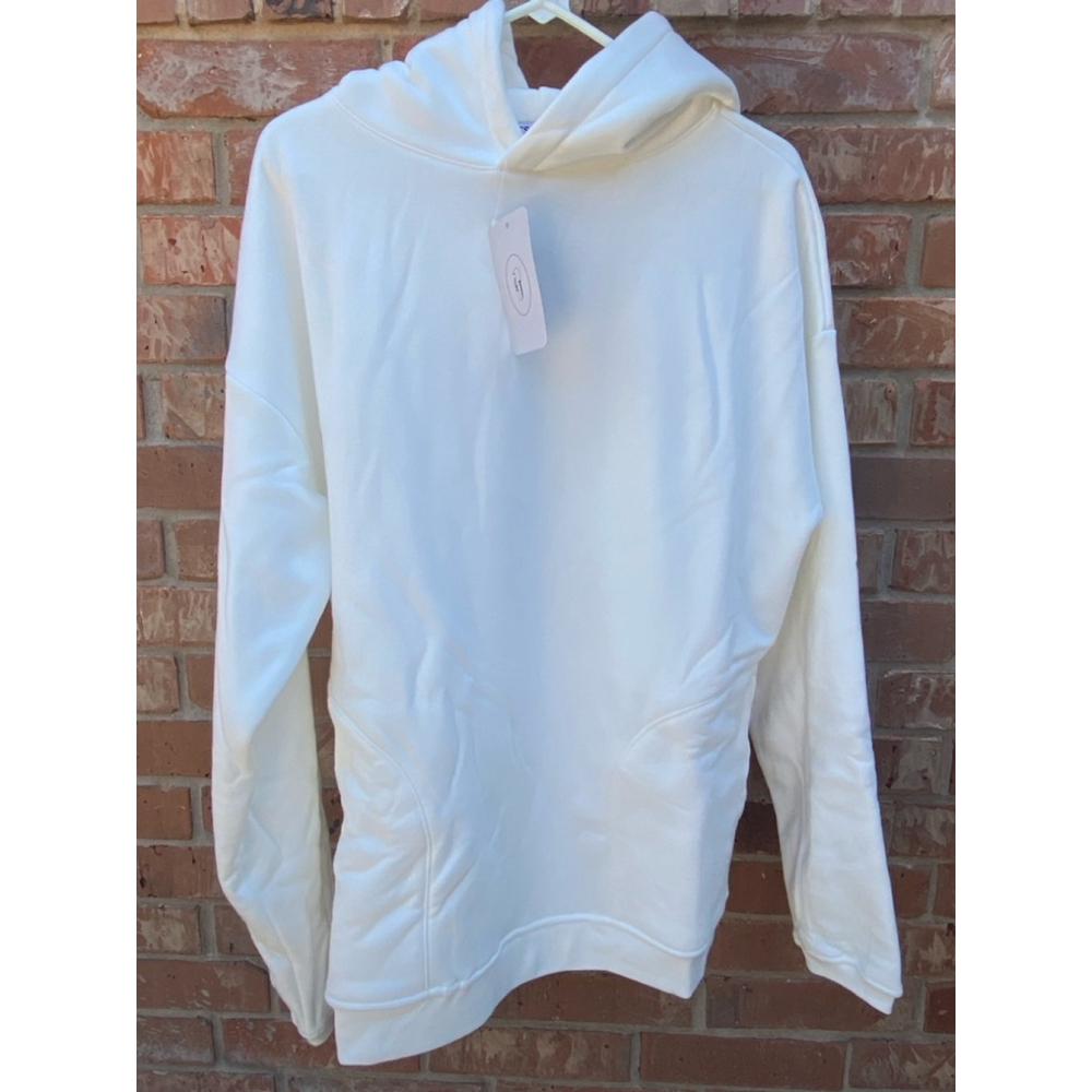 It’s Juliet white oversized hooded sweatshirt